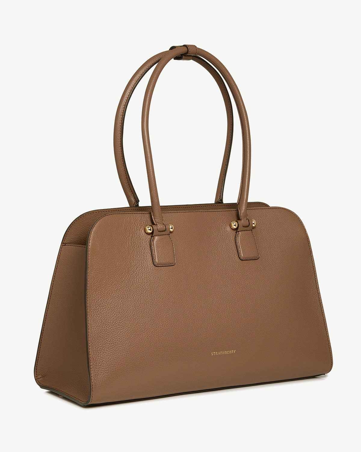 Strathberry Georgia Maxi tote bag in clay pebbled leather with double handles.