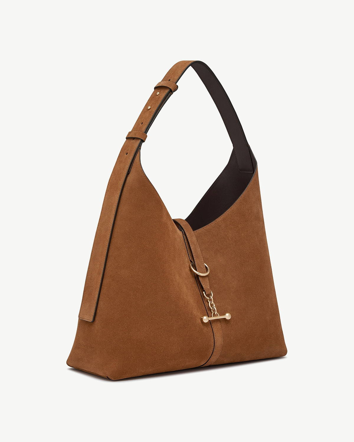 Strathberry Kite Hobo Maxi bag in tan suede with adjustable strap and gold hardware