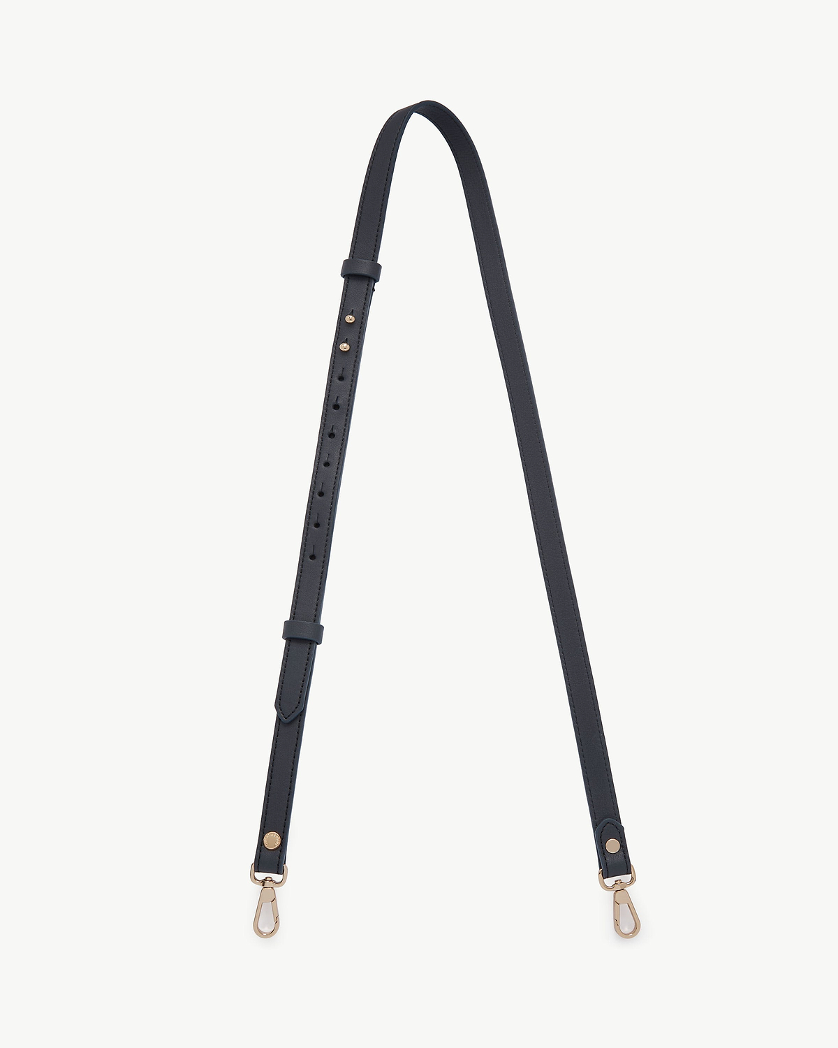 Marine blue thin adjustable leather strap with gold-tone swivel clips.
