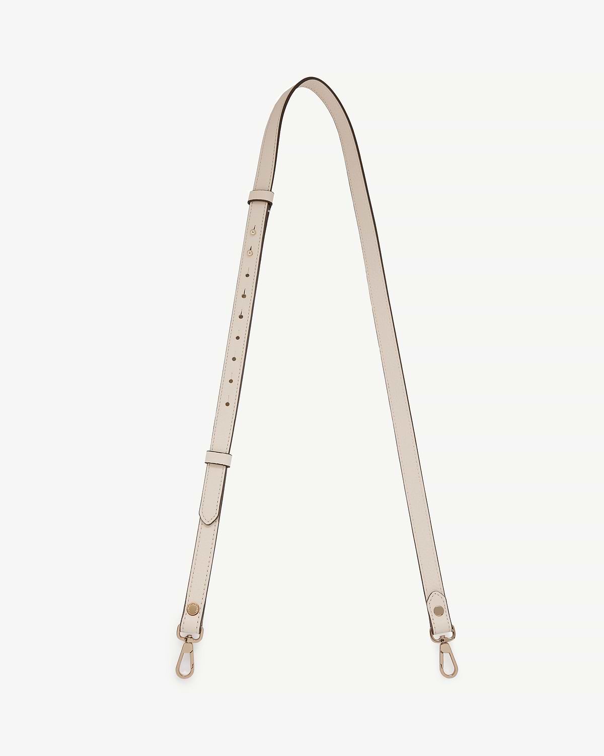 Thin adjustable vanilla leather strap with gold-tone clips at each end.