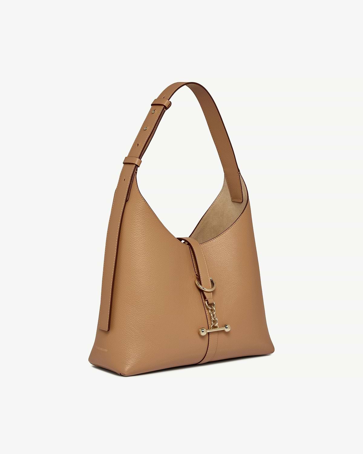 Caramel Kite Hobo bag with single adjustable shoulder strap and gold chain toggle