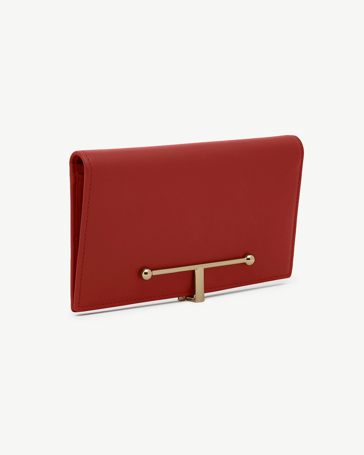 Large Melville Street wallet in Levanto red with gold T-bar clasp