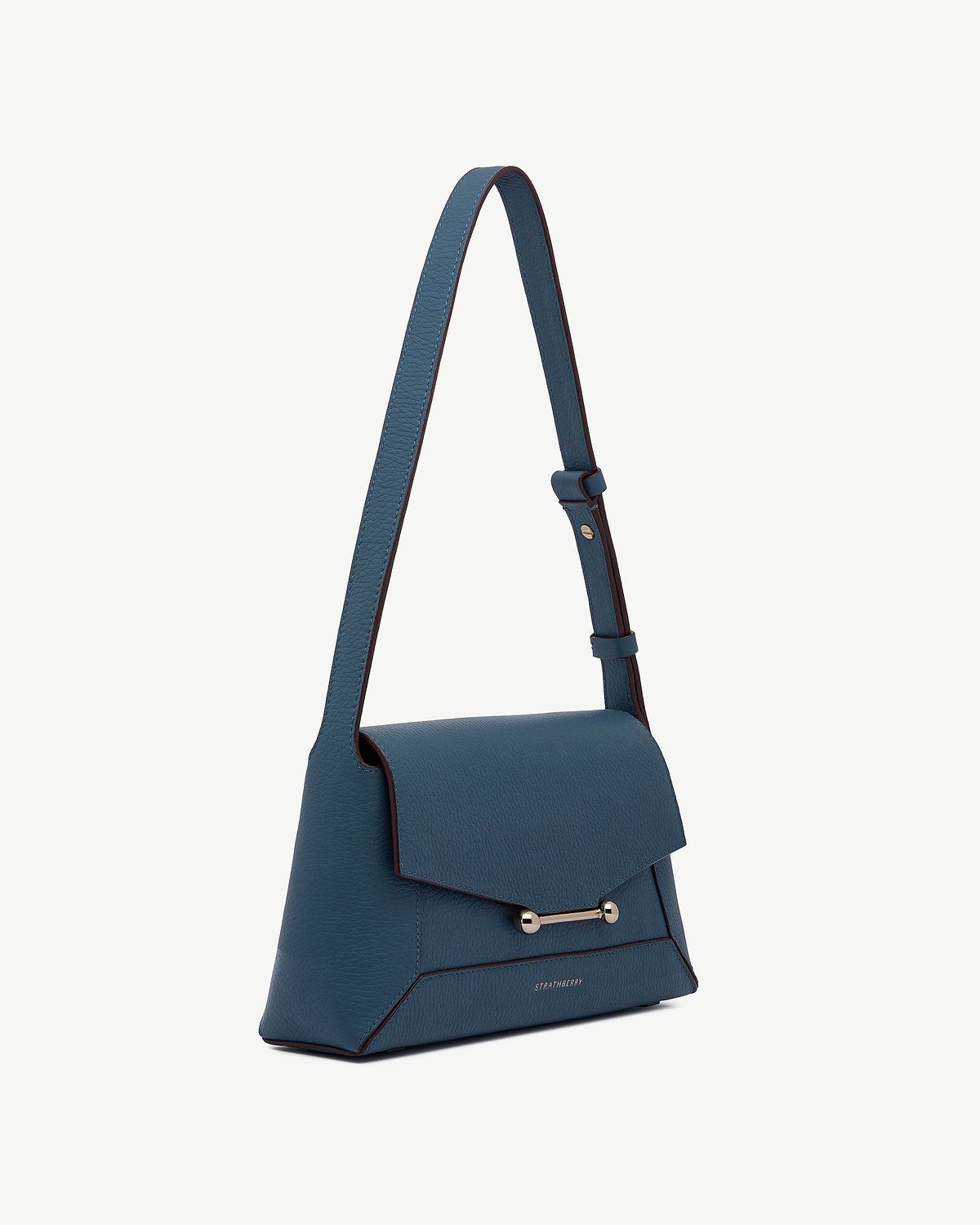 Strathberry Loch Blue Mosaic Shoulder bag with single strap and gold bar closure