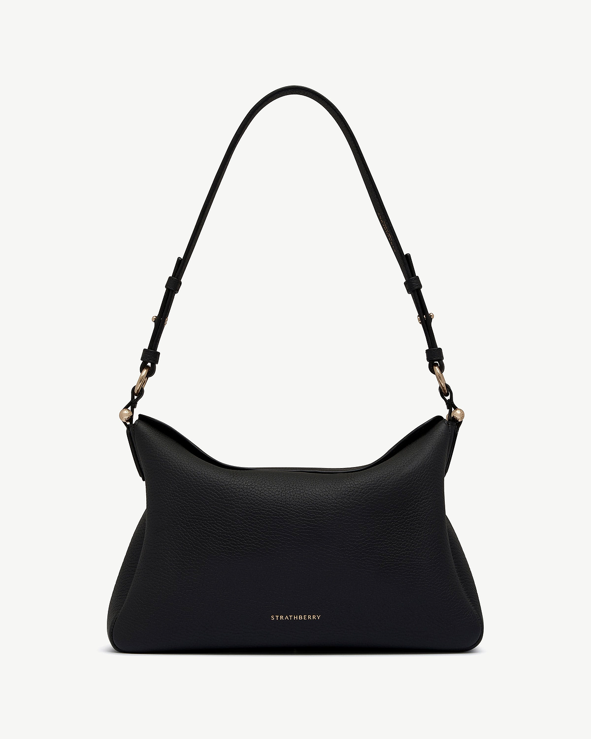 Strathberry Sway Maxi black pebble-grain leather shoulder bag with single strap