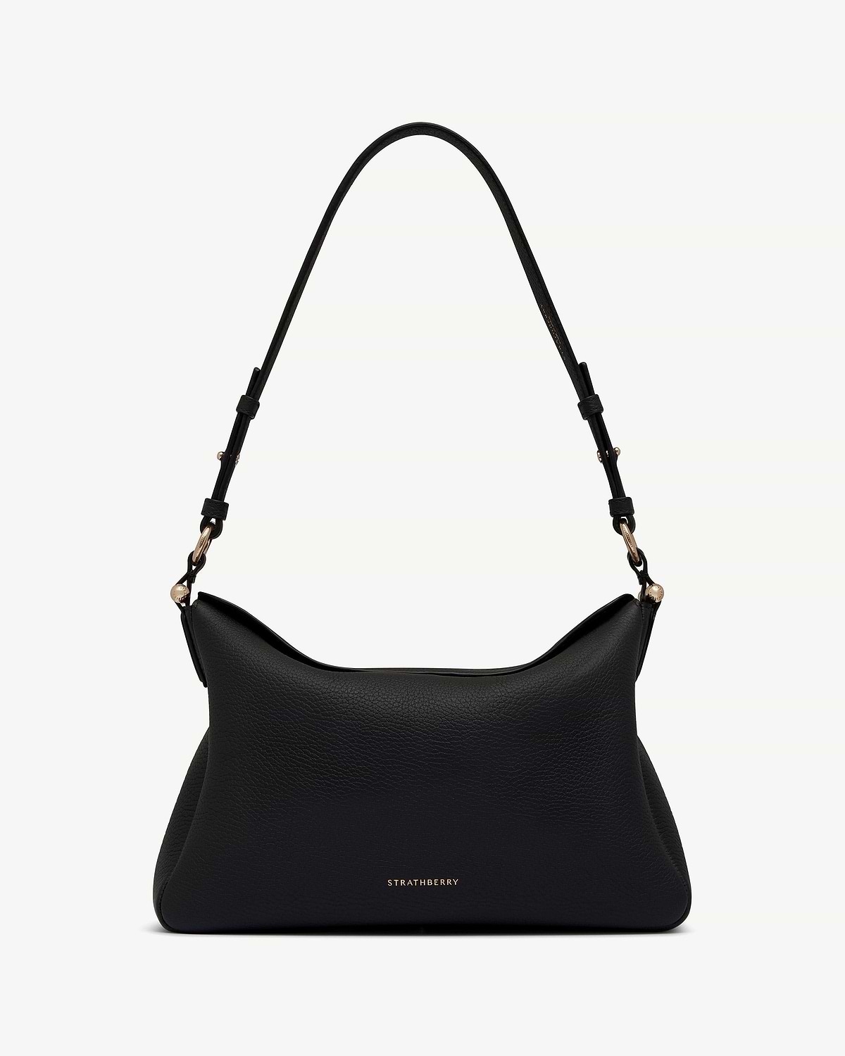 Strathberry Sway Maxi black pebble-grain leather shoulder bag with single strap