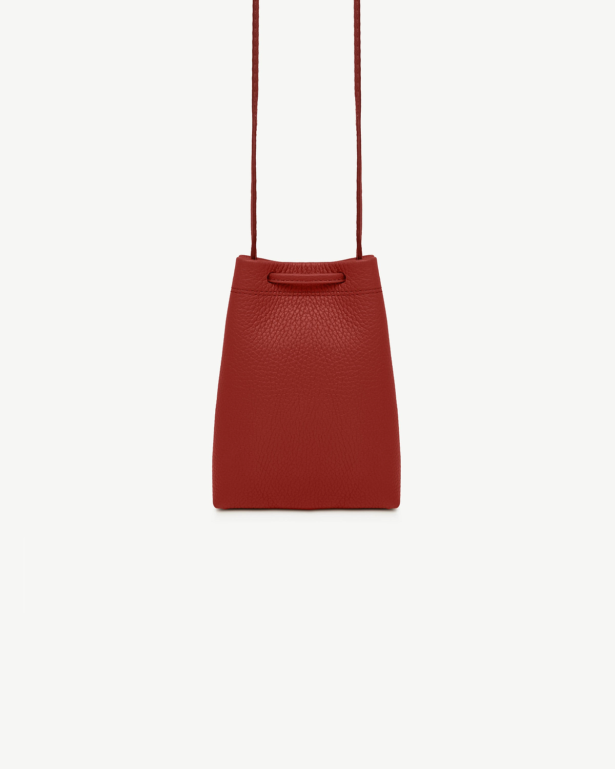 Levanto red leather midi pouch with slim shoulder strap and pebbled texture