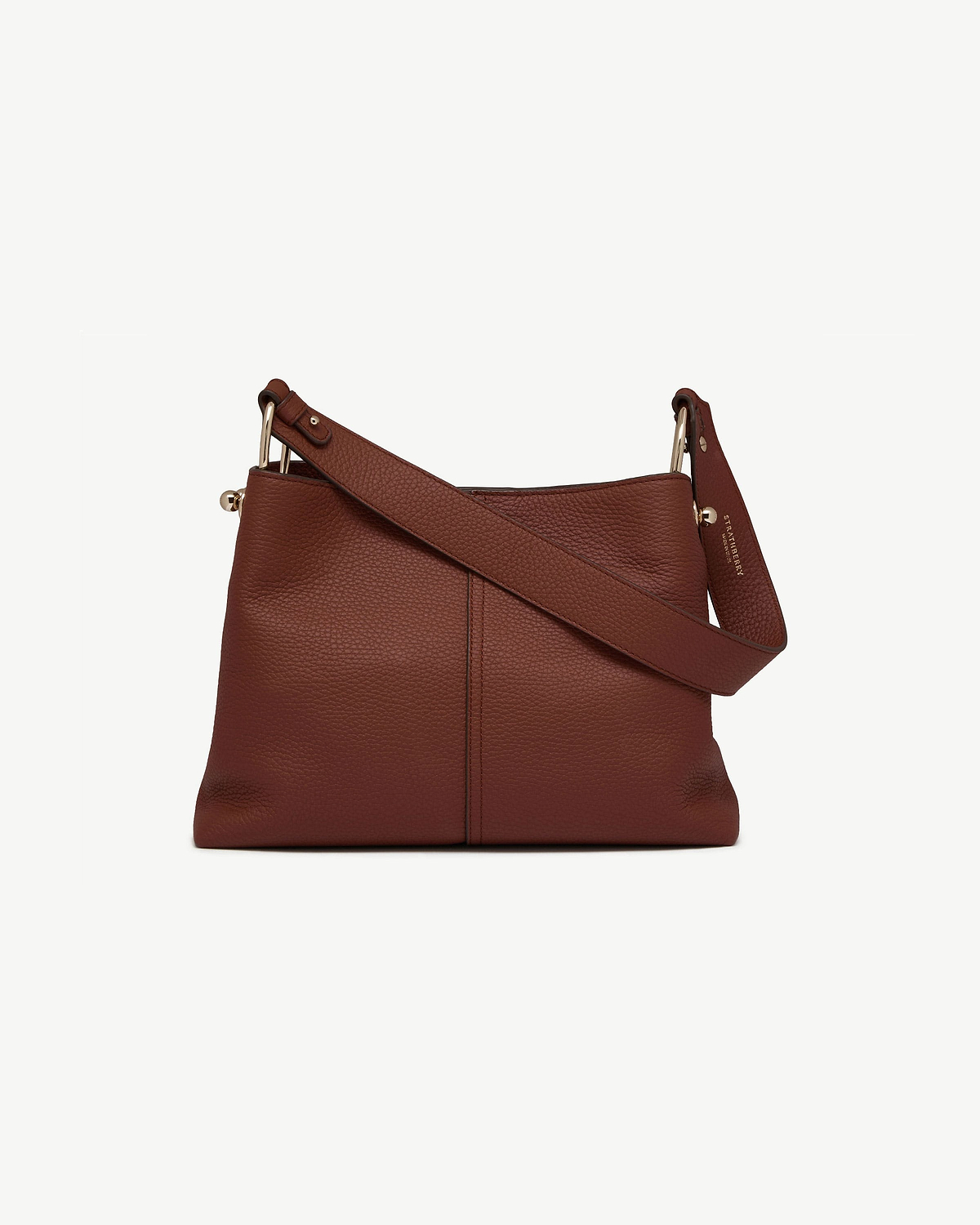 Walnut pebbled leather Lana Hobo shoulder bag with wide strap and gold hardware