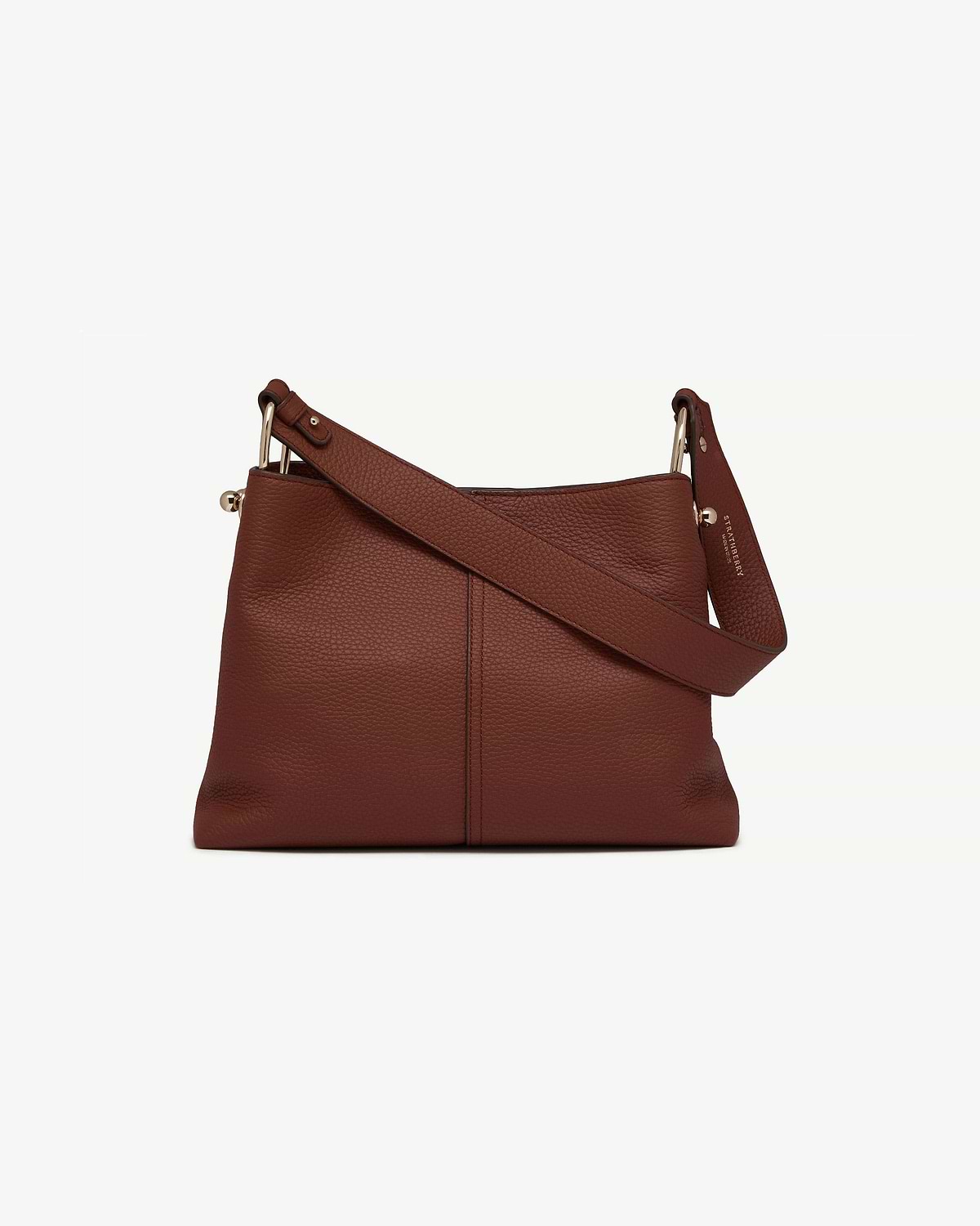 Walnut pebbled leather Lana Hobo shoulder bag with wide strap and gold hardware