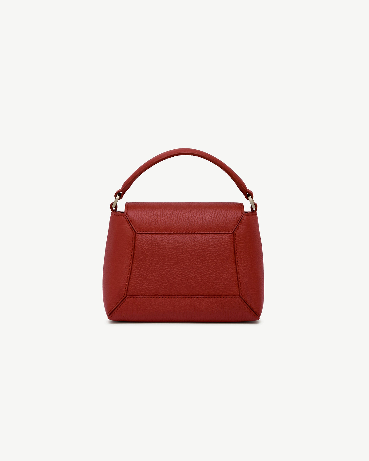 Mosaic Nano bag in Levanto red leather, mini top-handle showing front panel.