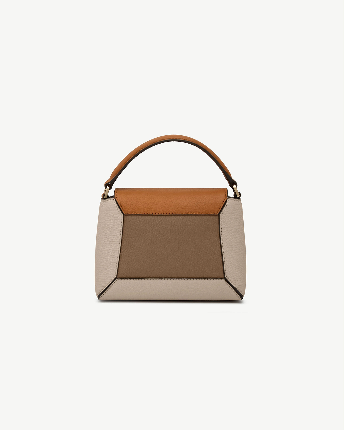 Top-handle mini bag with oat, honey and clay colour panels.