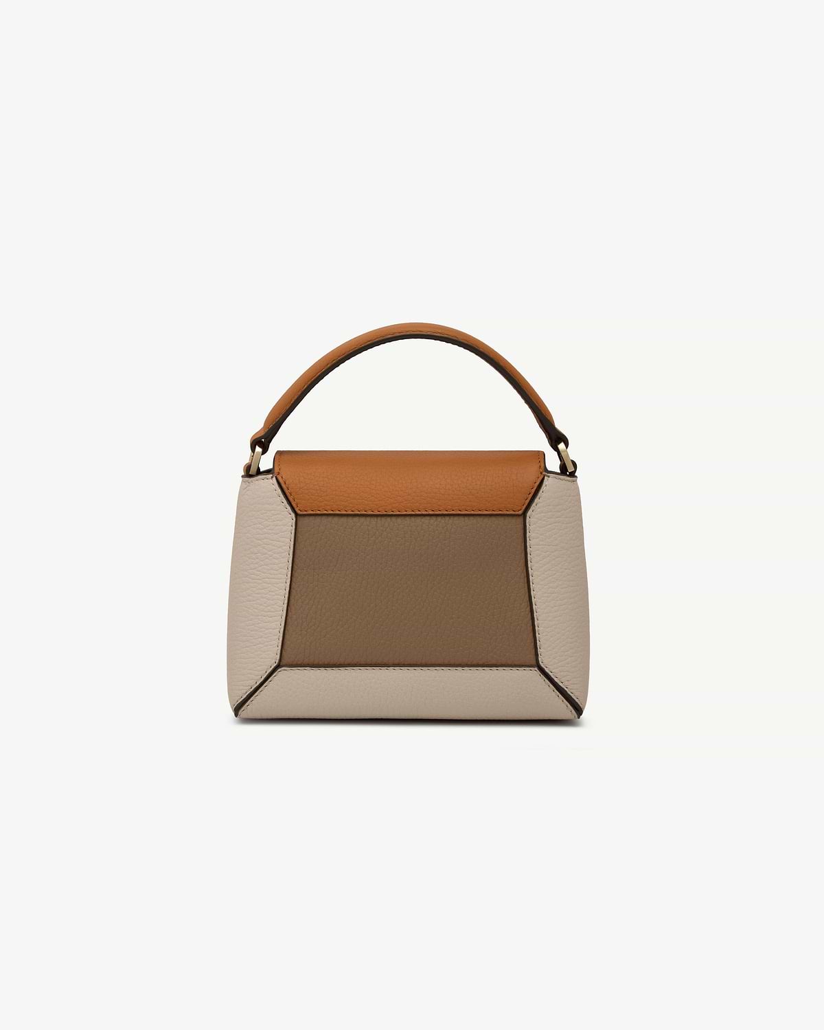Top-handle mini bag with oat, honey and clay colour panels.