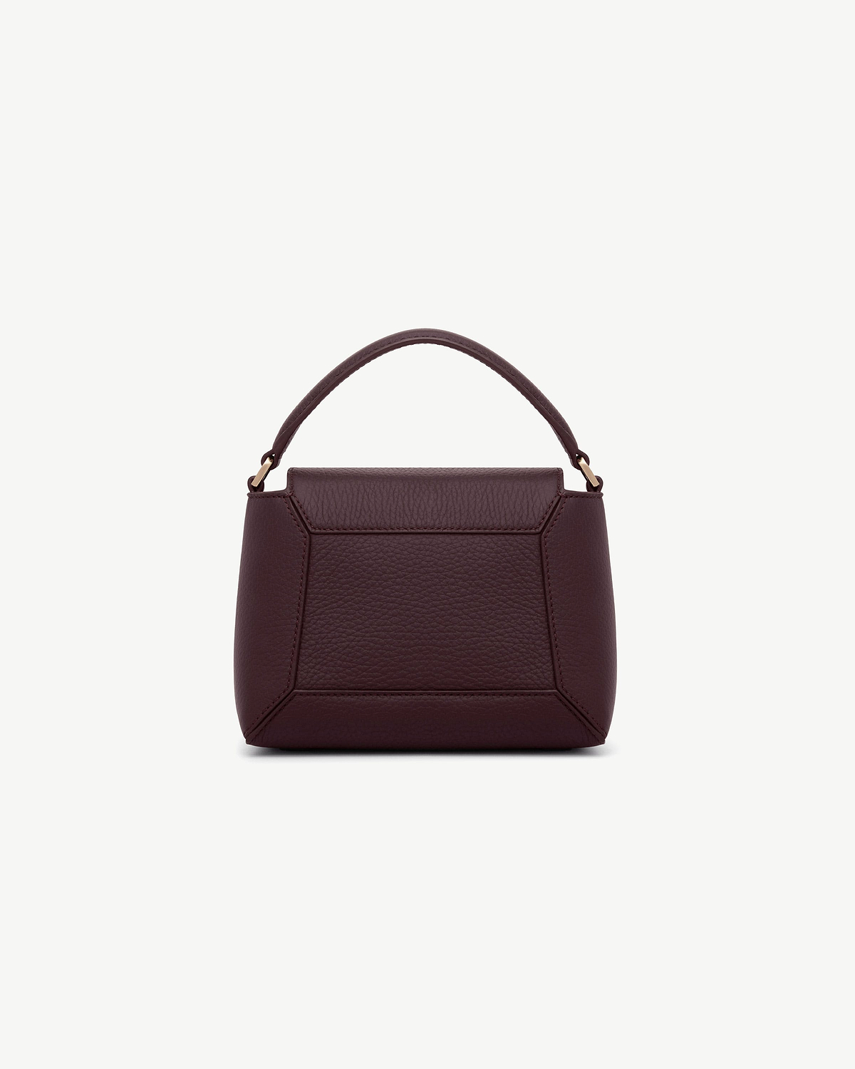 Burgundy small top-handle bag, front view showing handle and top.