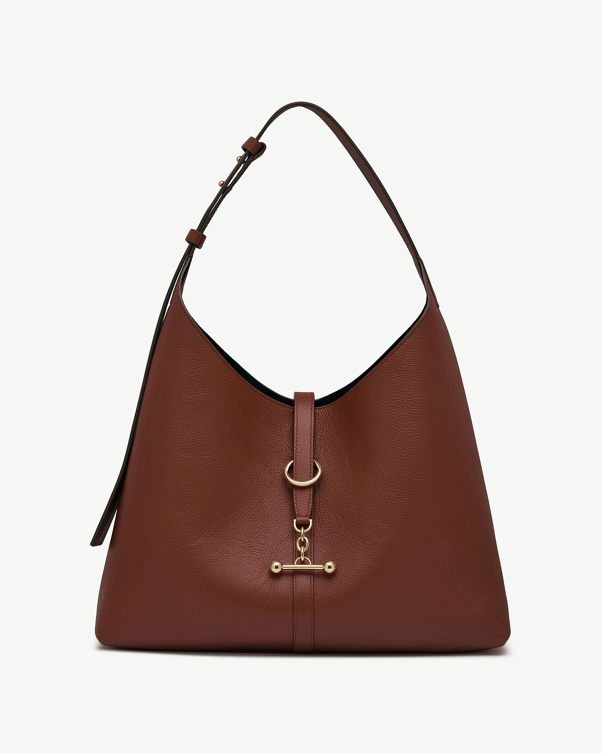 Kite Hobo Maxi in walnut leather with shoulder strap and gold hardware