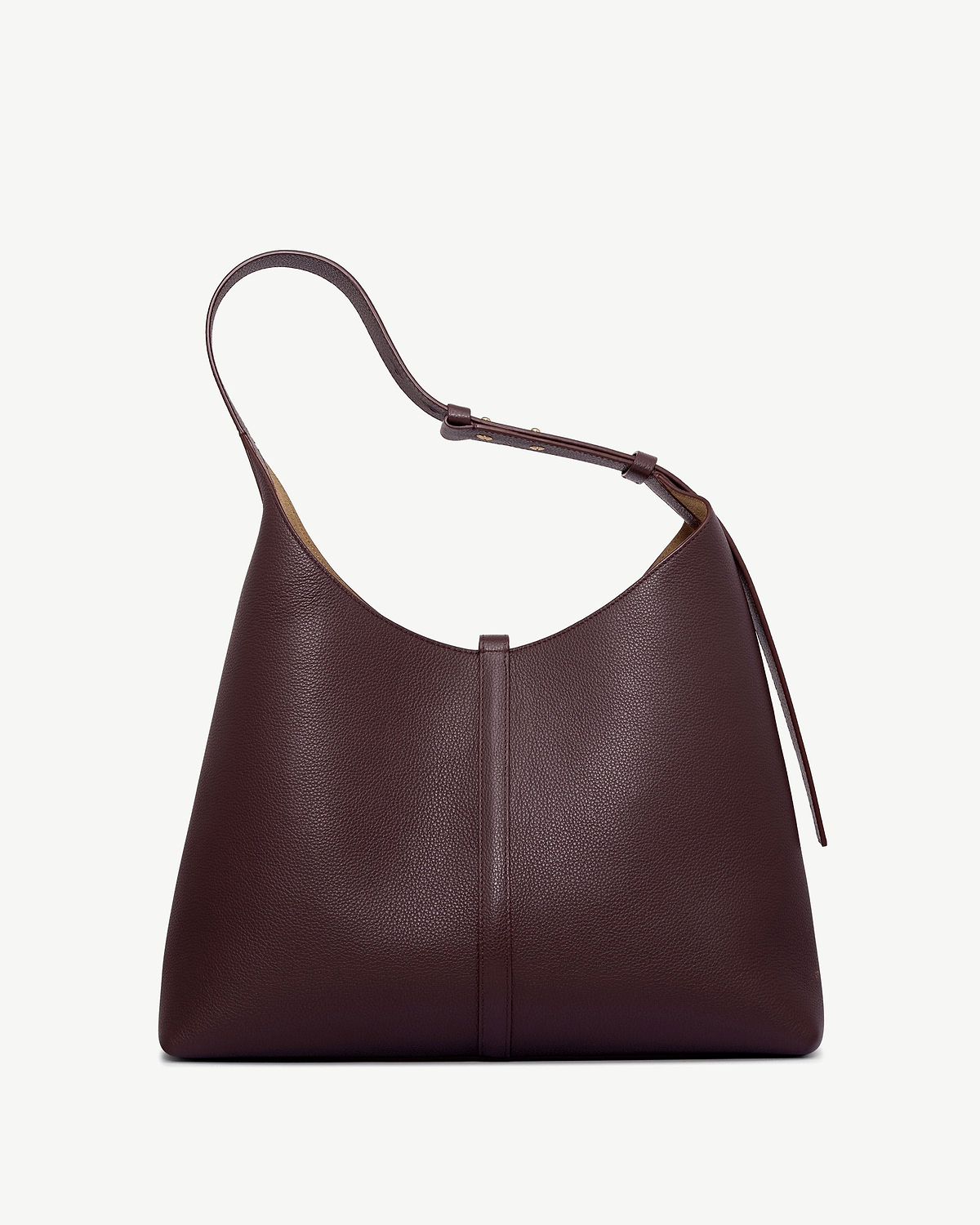 Kite hobo maxi in burgundy pebbled leather with single adjustable shoulder strap