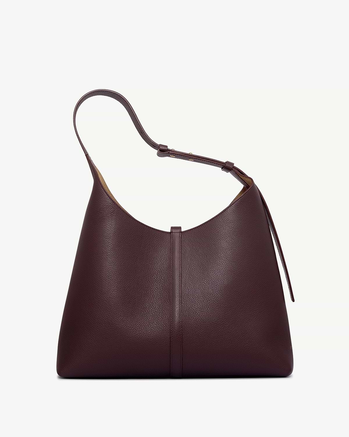 Kite hobo maxi in burgundy pebbled leather with single adjustable shoulder strap