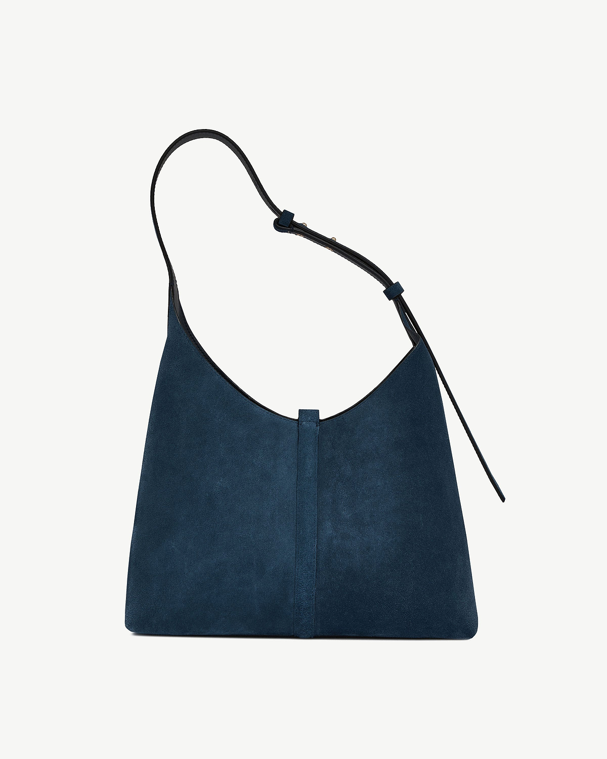 Loch blue suede kite hobo shoulder bag on white background