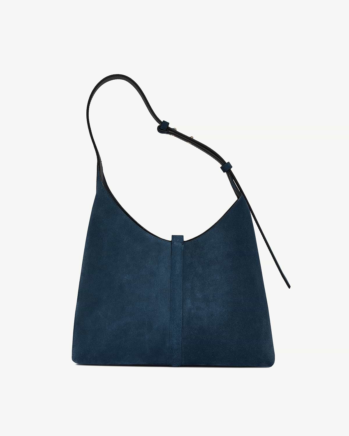 Loch blue suede kite hobo shoulder bag on white background