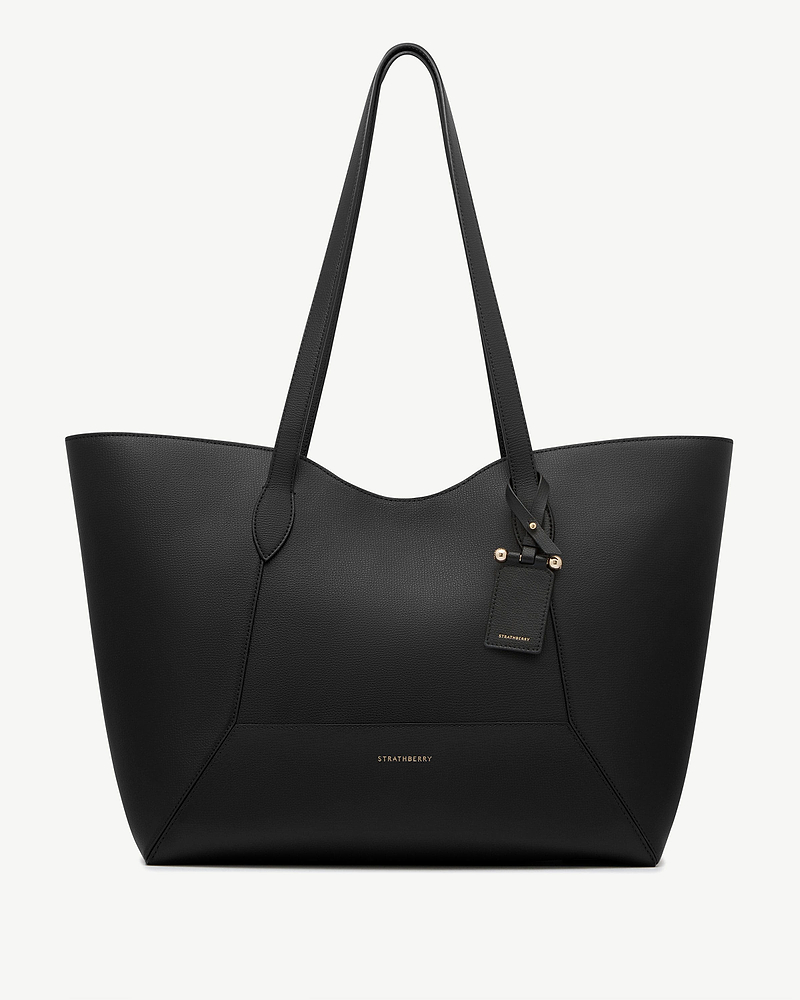 Black Strathberry Mosaic Cabas tote with long handles and leather tag
