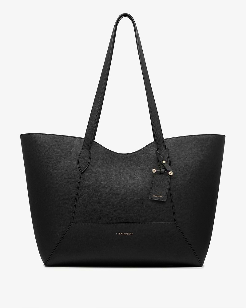 Black Strathberry Mosaic Cabas tote with long handles and leather tag