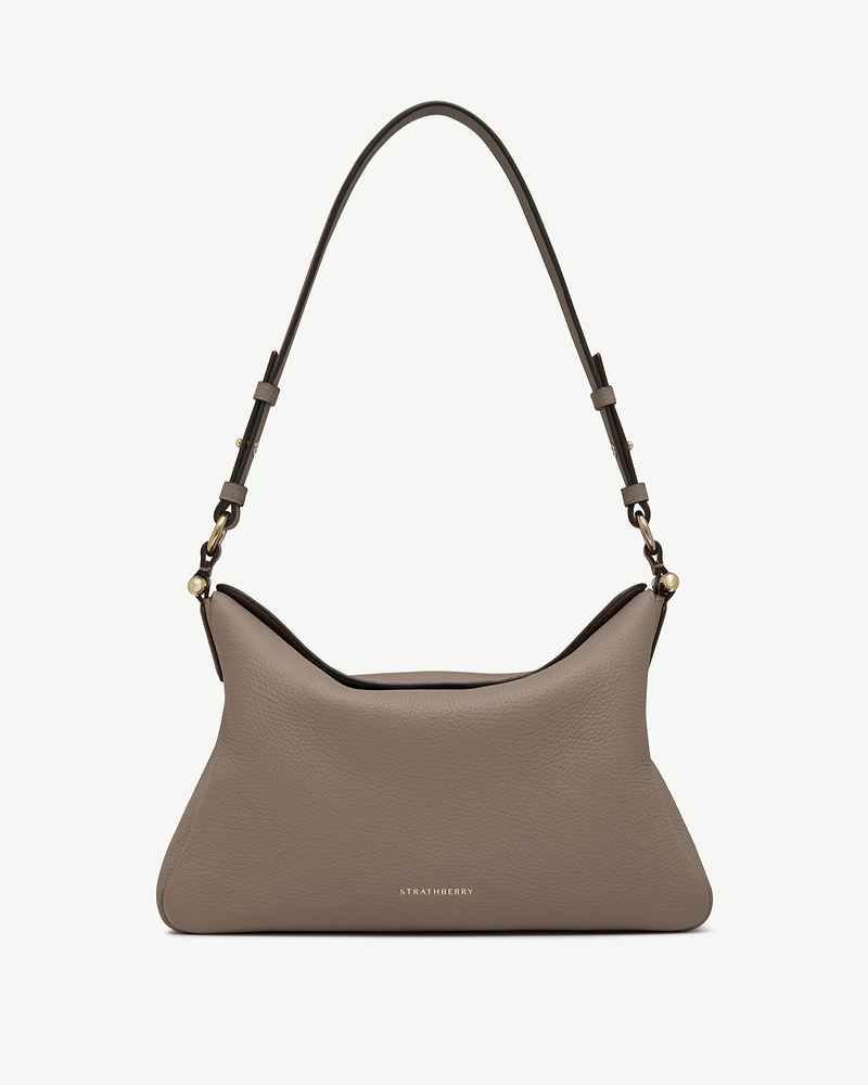 Taupe Strathberry Sway Maxi hobo bag with single shoulder strap