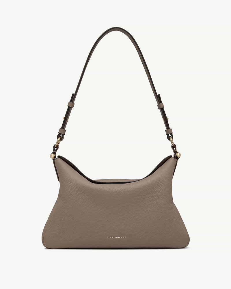 Taupe Strathberry Sway Maxi hobo bag with single shoulder strap