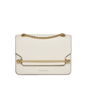 Vanilla Strathberry East/West mini bag with gold chain strap and bar closure.