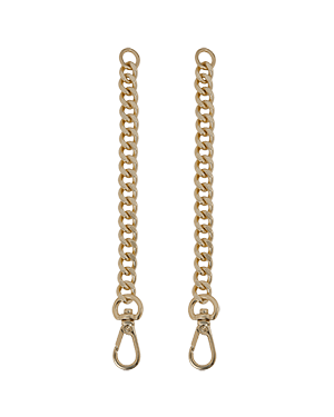 Two gold chain extenders with lobster clasps and curb-link chains.