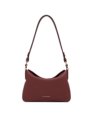 Oxblood leather Sway shoulder bag with Strathberry logo and gold hardware