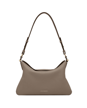 Taupe Strathberry Sway Maxi leather shoulder bag with single curved handle