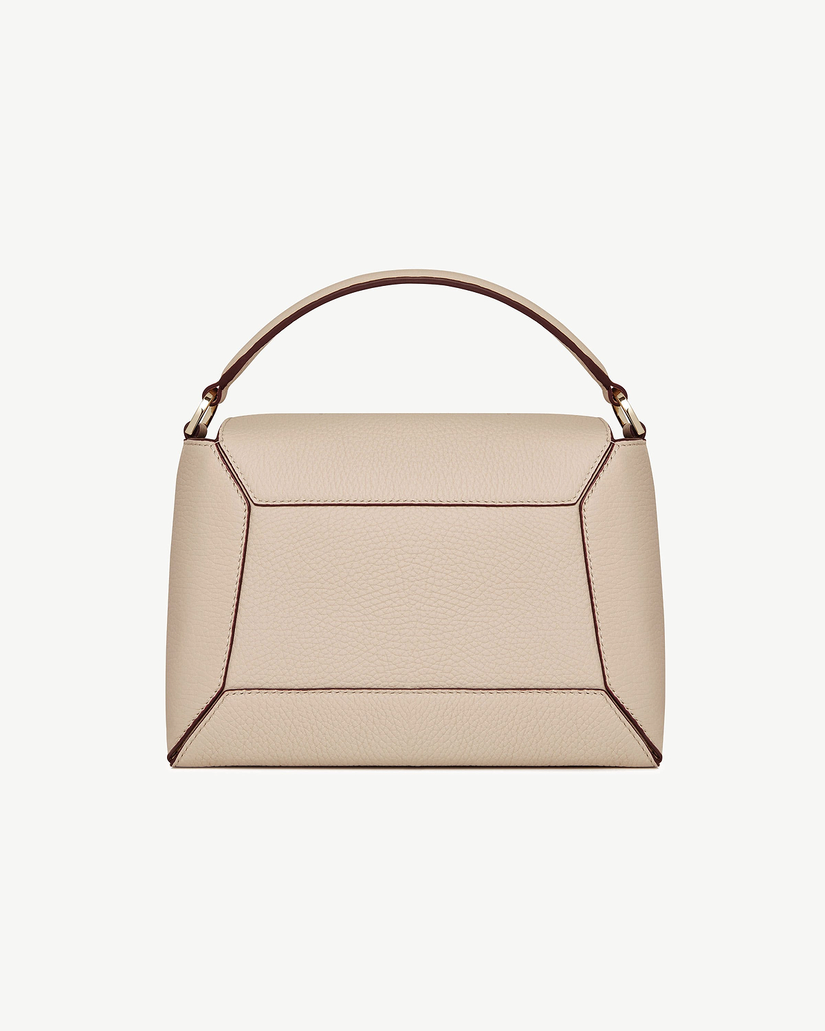 Oat mosaic bag with single top handle and contrast edge stitching.