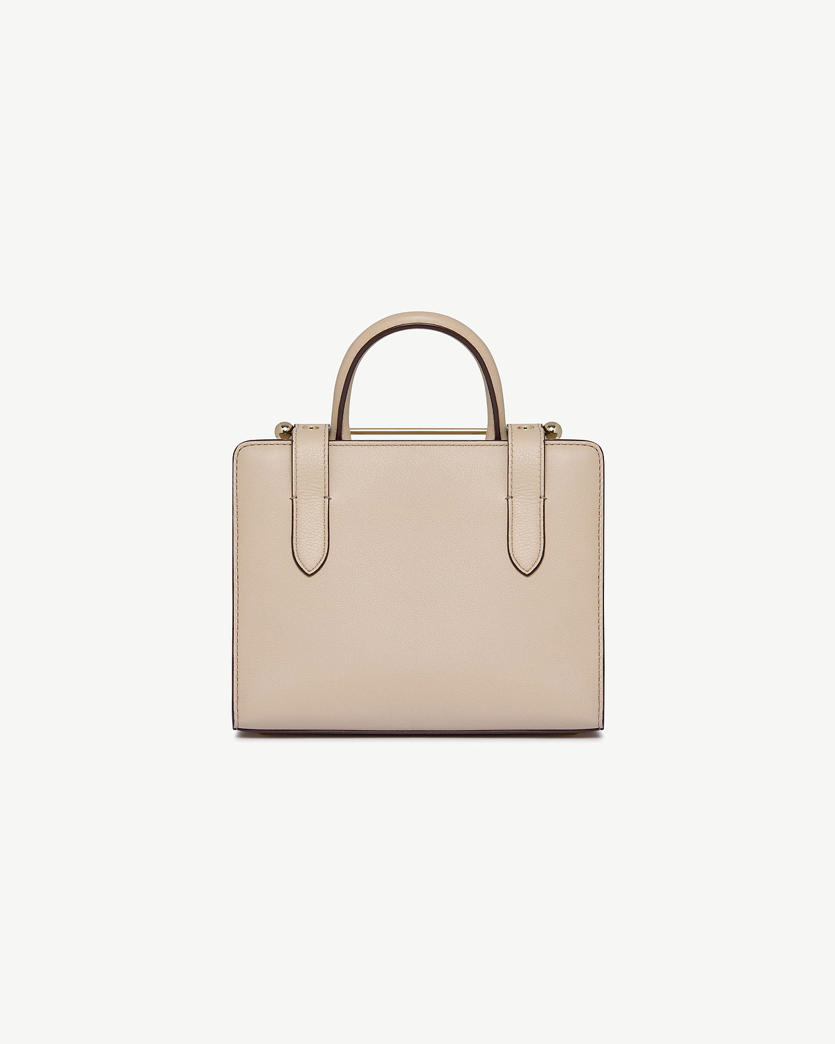 Top portion of oat mini tote bag with double handles and strap details.