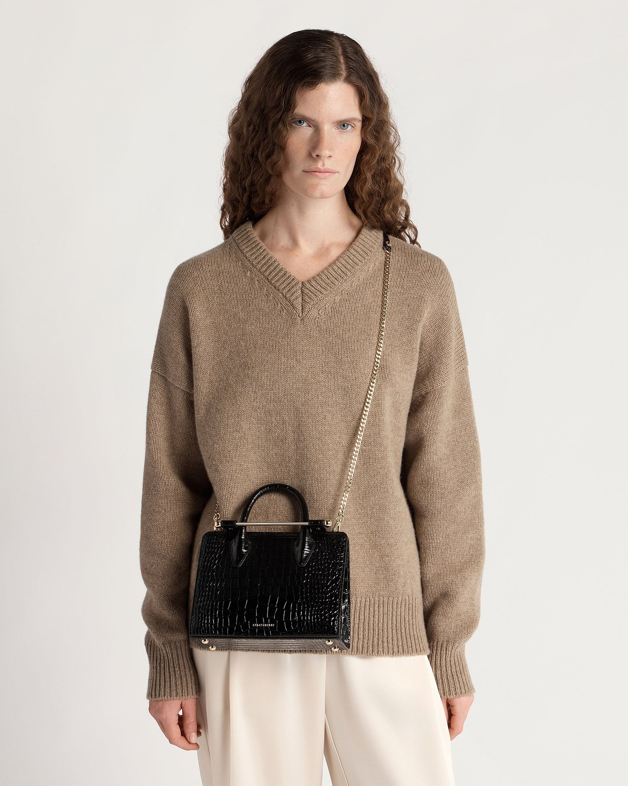mini every BSH-311 マットブラック Mini Tote - Croc-Embossed Leather Black | Strathberry