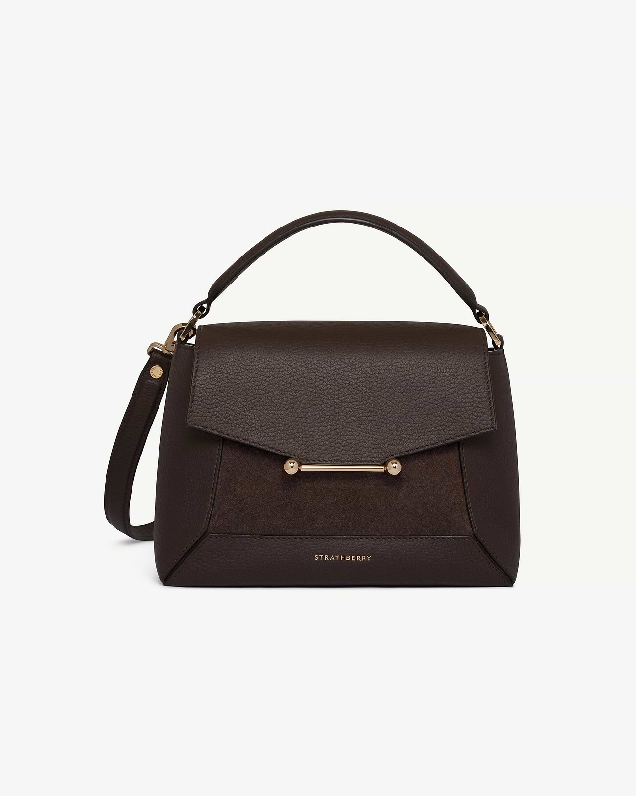 Mosaic Bag - Dark Chocolate Suede/Leather | Strathberry