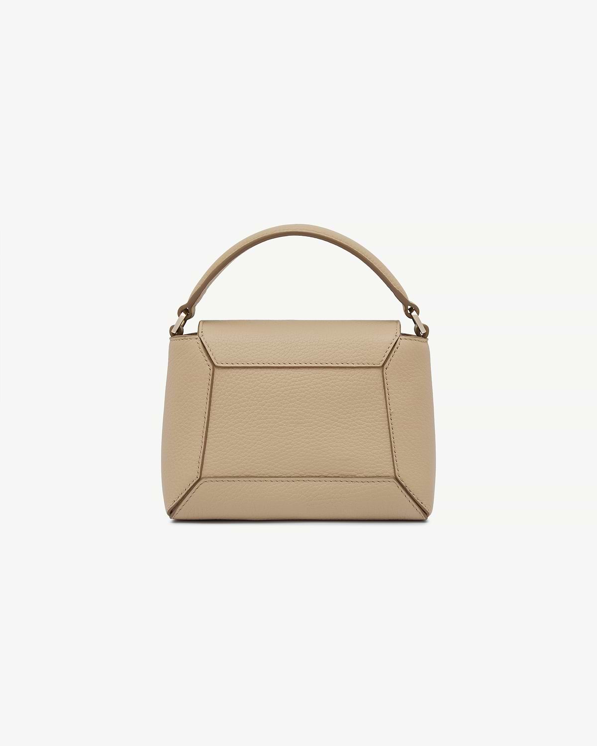 Mosaic Nano bag in sand pebbled leather with top handle visible