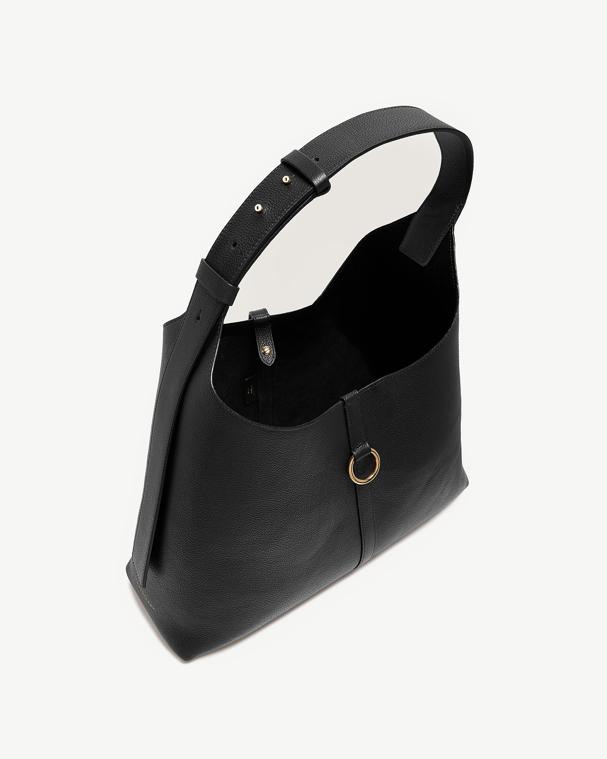 Black Kite Hobo Maxi shoulder bag with adjustable strap and gold ring detail