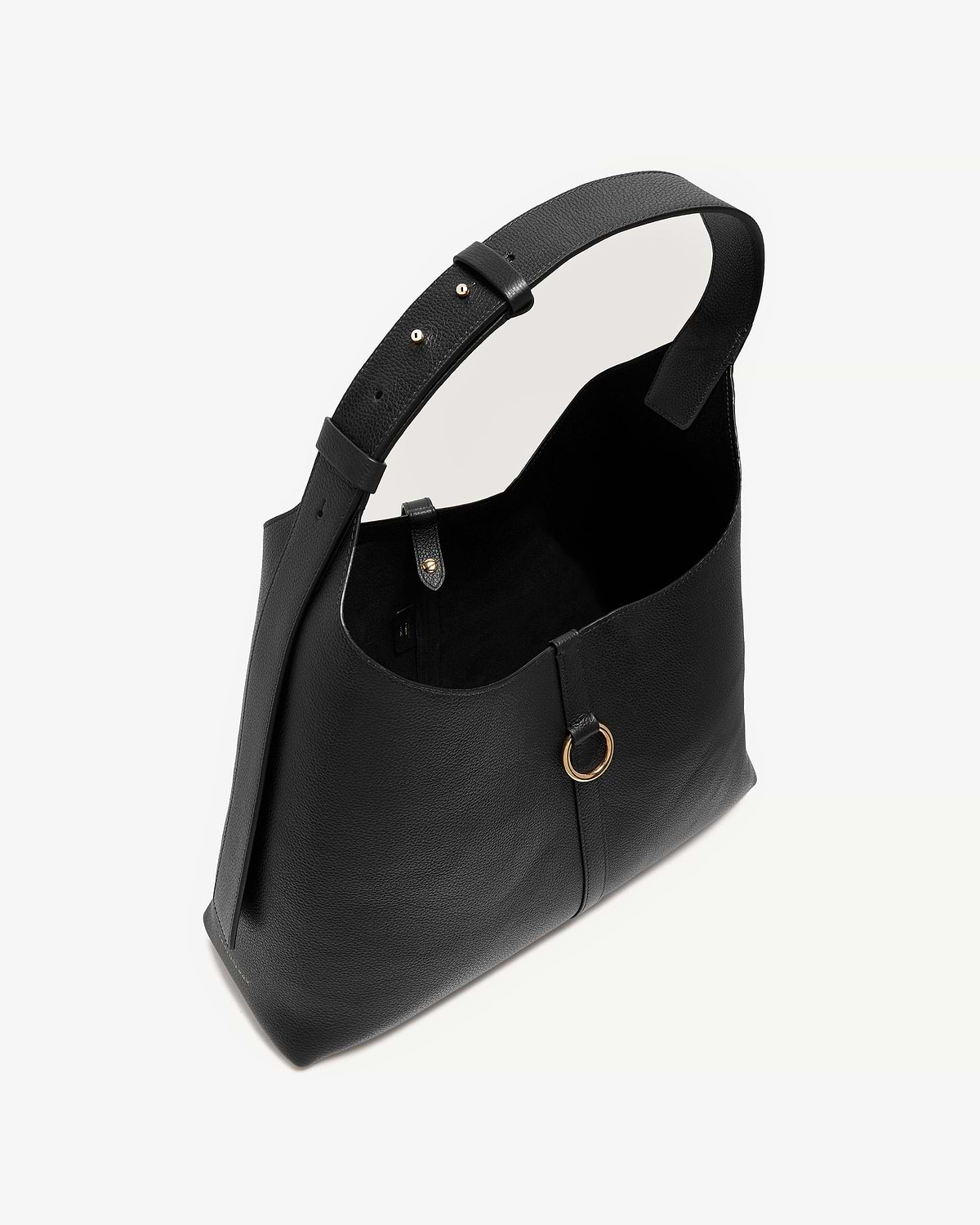Black Kite Hobo Maxi shoulder bag with adjustable strap and gold ring detail