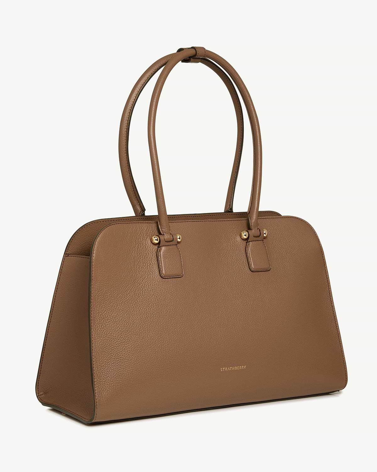 Strathberry Georgia Maxi tote bag in clay pebbled leather with double handles.