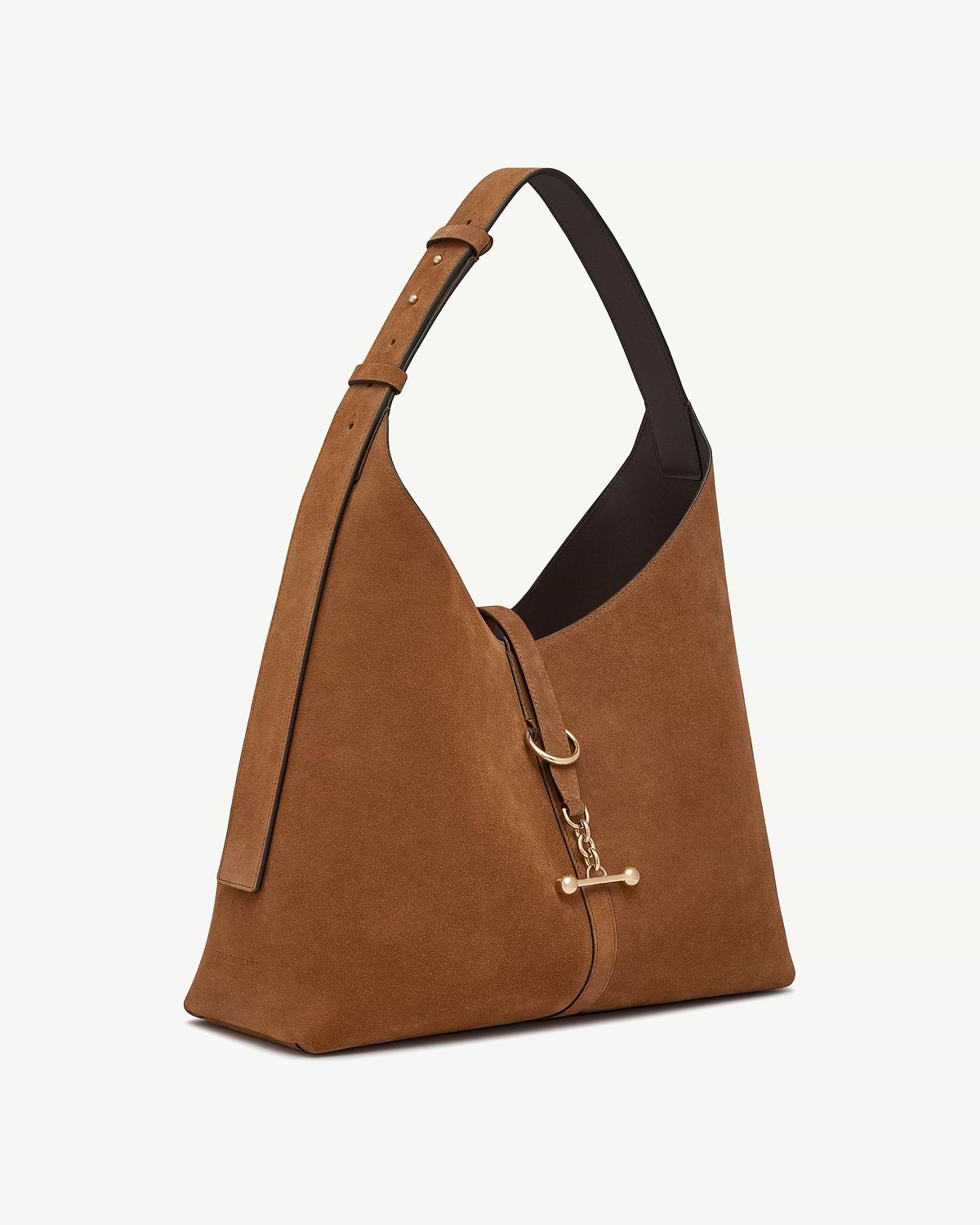 Strathberry Kite Hobo Maxi bag in tan suede with adjustable strap and gold hardware