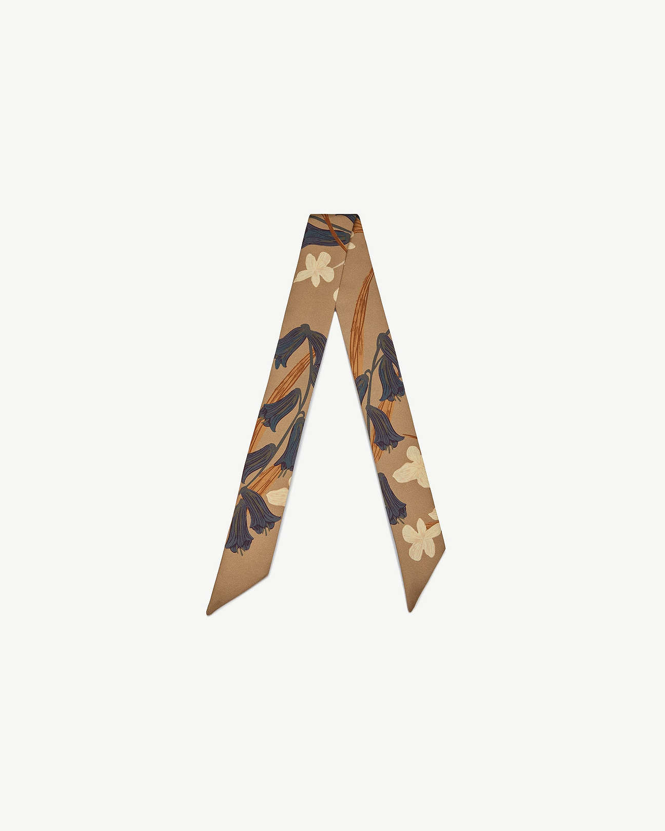 Strathberry - Silk Skinny Scarf - Tan