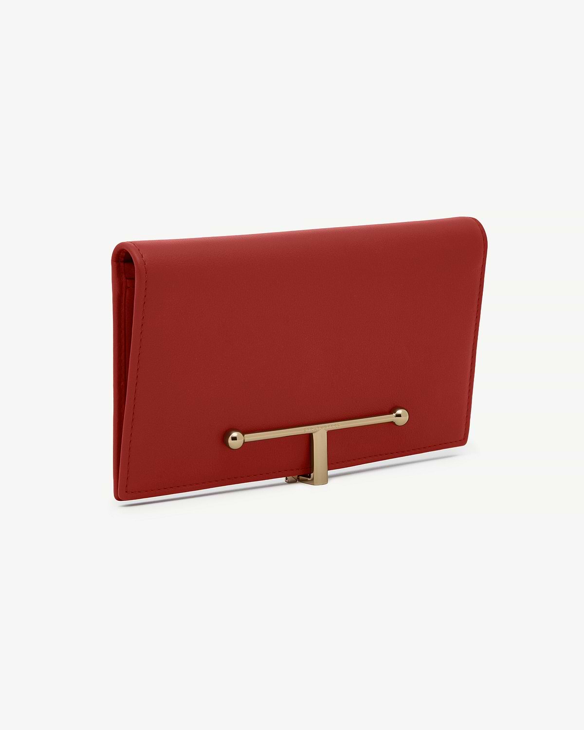 Large Melville Street wallet in Levanto red with gold T-bar clasp