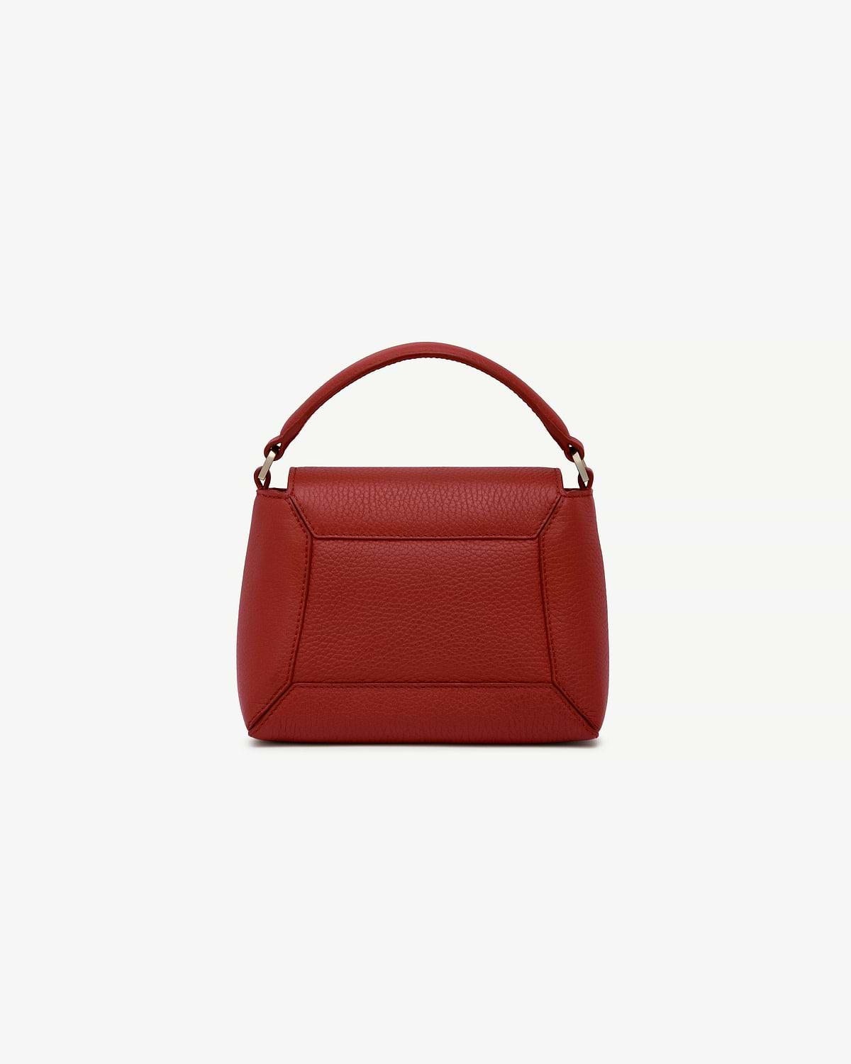 Mosaic Nano bag in Levanto red leather, mini top-handle showing front panel.