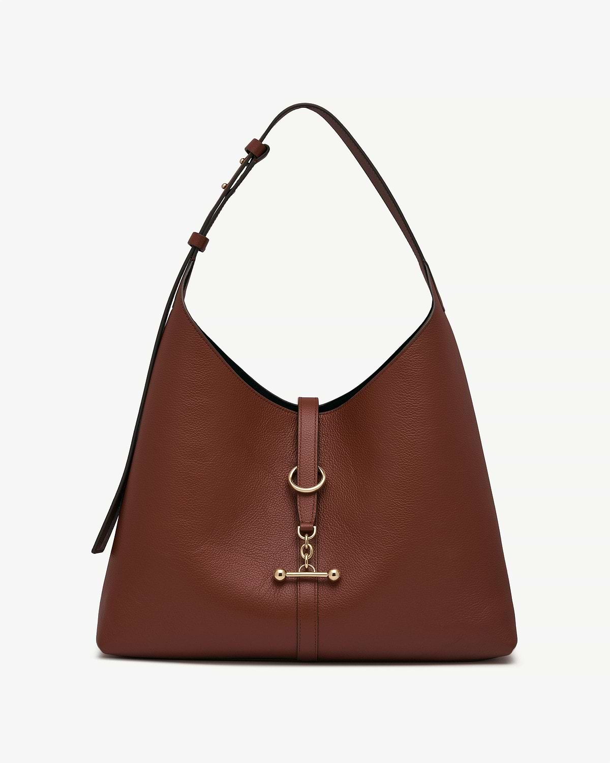 Kite Hobo Maxi in walnut leather with shoulder strap and gold hardware