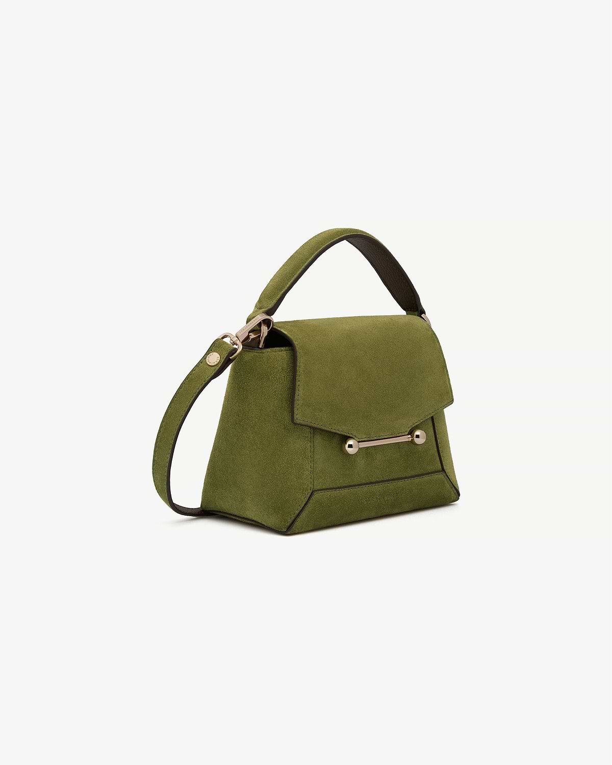Lime suede and khaki Mosaic Nano handbag with top handle and shoulder strap