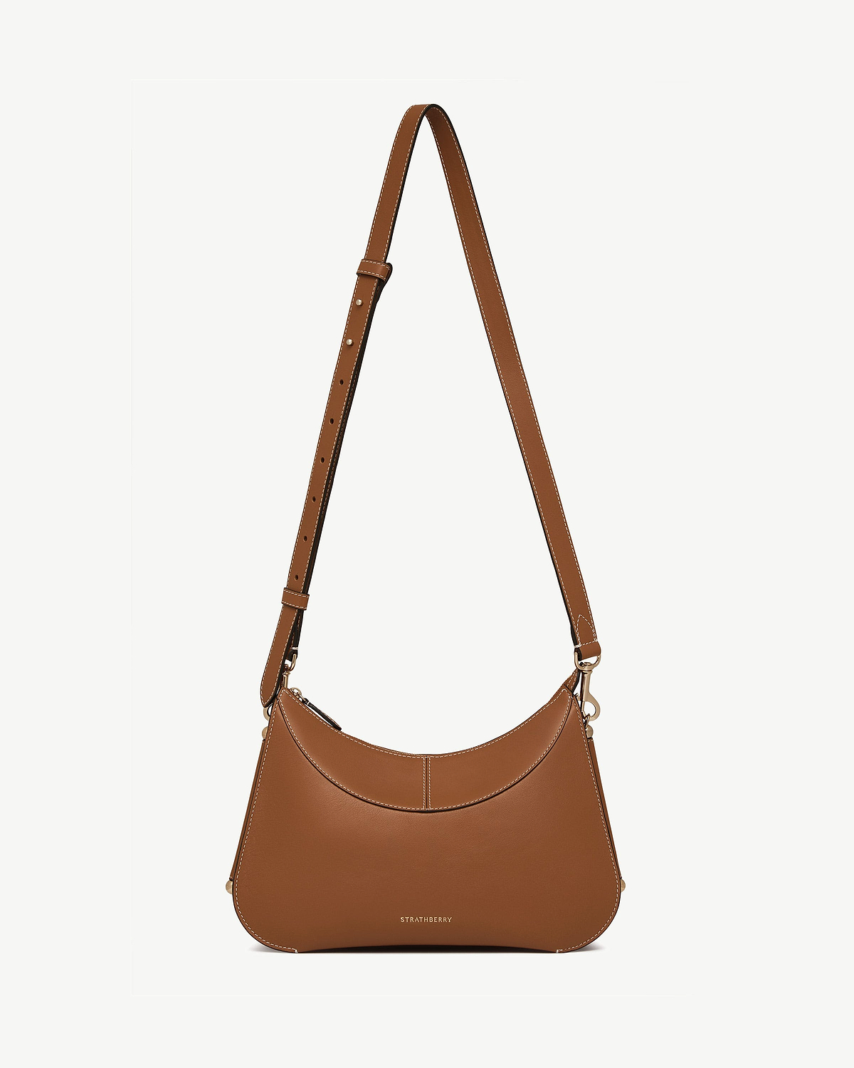 Tan Strathberry Nest Shoulder bag with curved top and adjustable strap