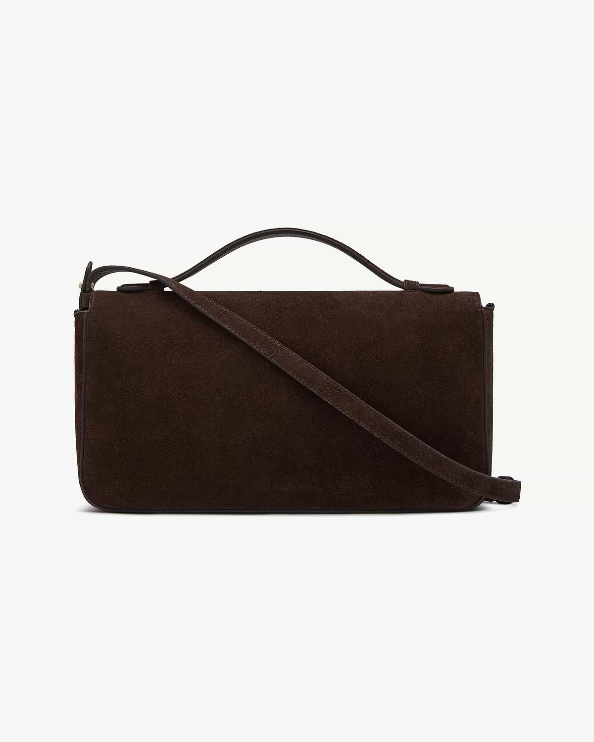 Nocturn Midi in espresso suede with top handle and long strap