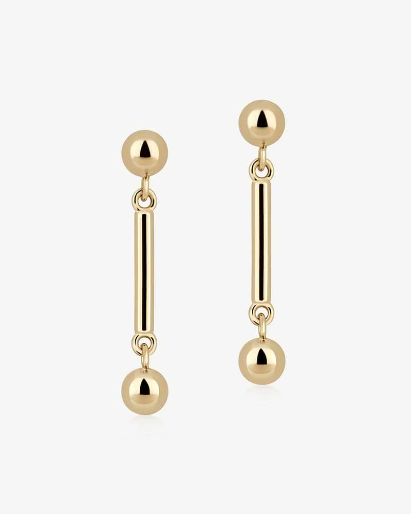 Pair of music bar drop earrings in 22 carat gold gilding.