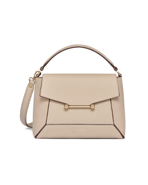 Oat mosaic bag with top handle, detachable shoulder strap and gold hardware.