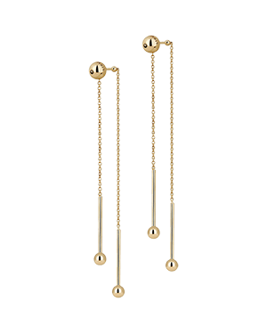 Pair of 22 carat gold-gilded threader drop earrings with spherical ends