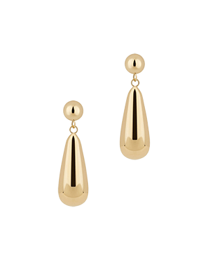 Pair of Jasmine drop earrings with 24-carat gold gilded teardrop design.