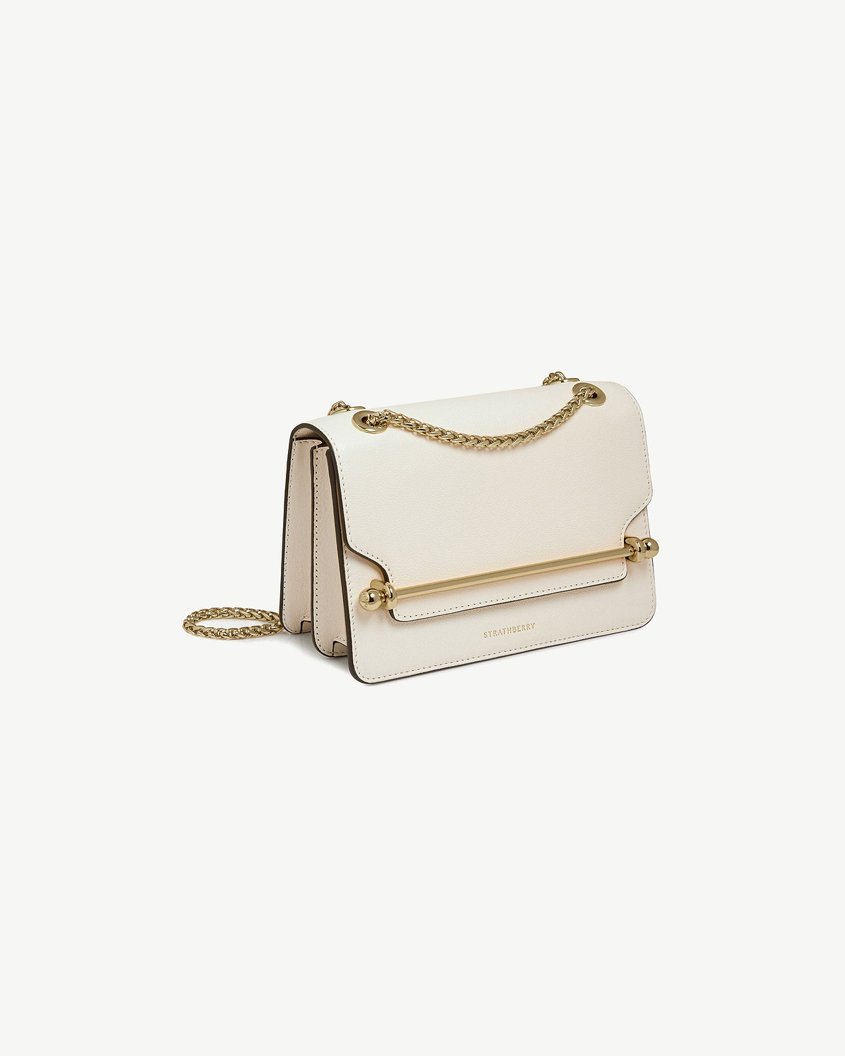 Vanilla Strathberry East/West Mini bag with gold bar detail and chain strap